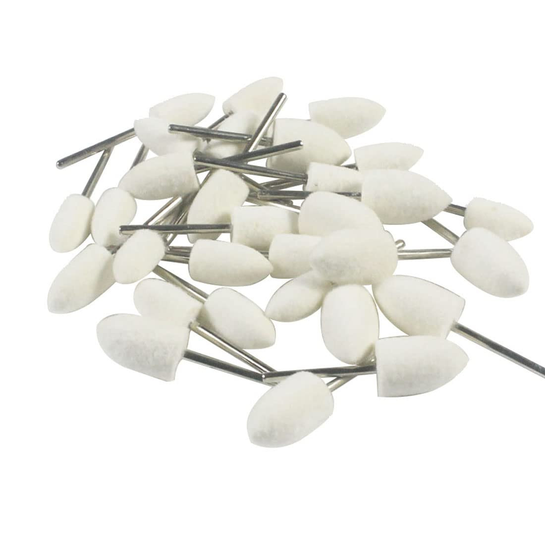 30 Pcs Wool Felt Polishing Bits, 3/32» Shank Cone Shape Wool Polishing Points f