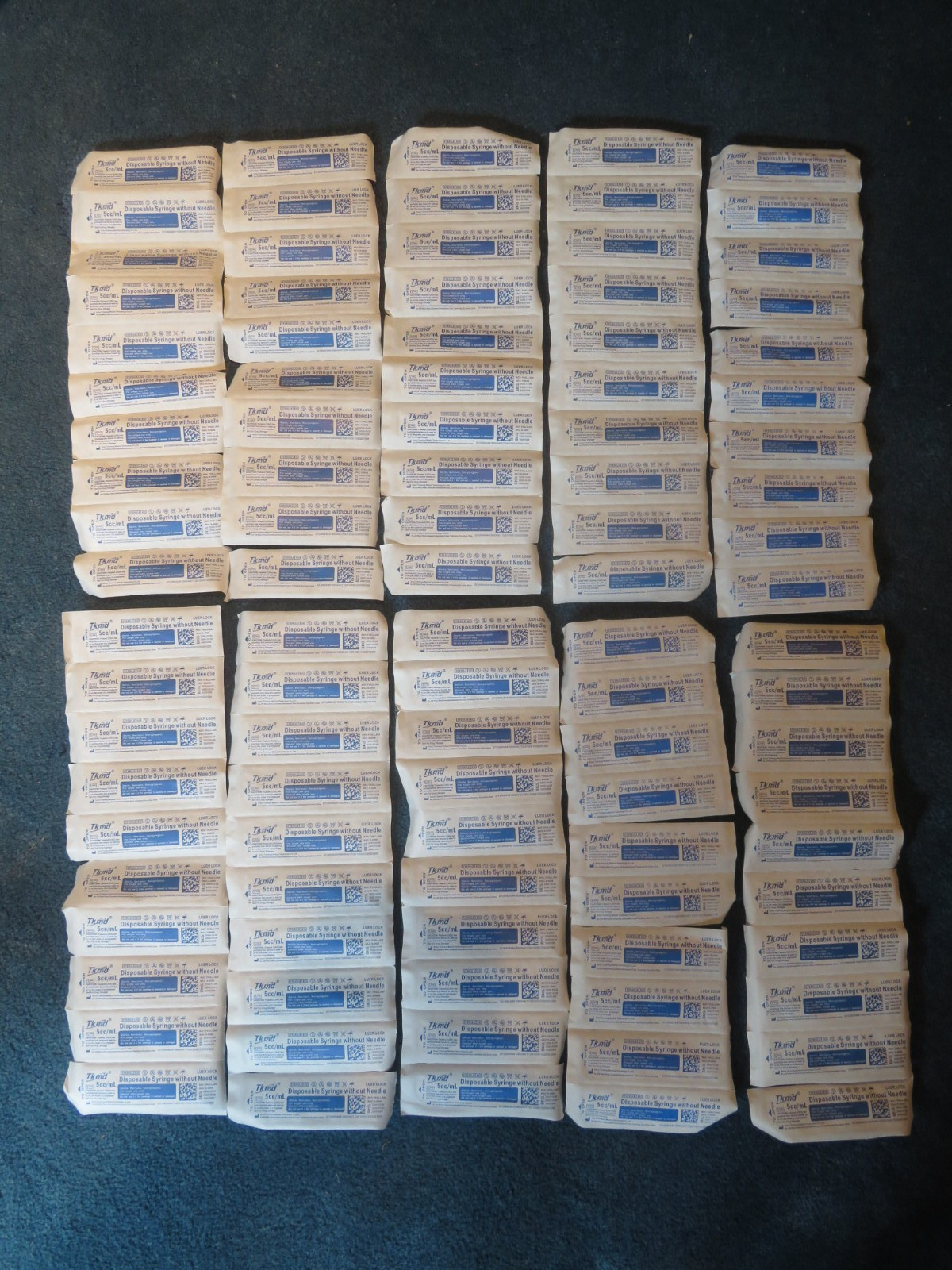 100-Count Lot Tkmd Disposable Syringe Without Needle 5cc/ml Luer Lock