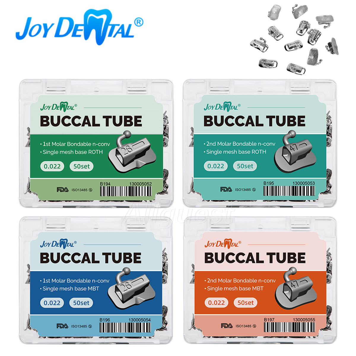 50Sets Dental Orthodontic Buccal Tubes 1st Molar Roth/MBT 018/022 Mesh Bondable