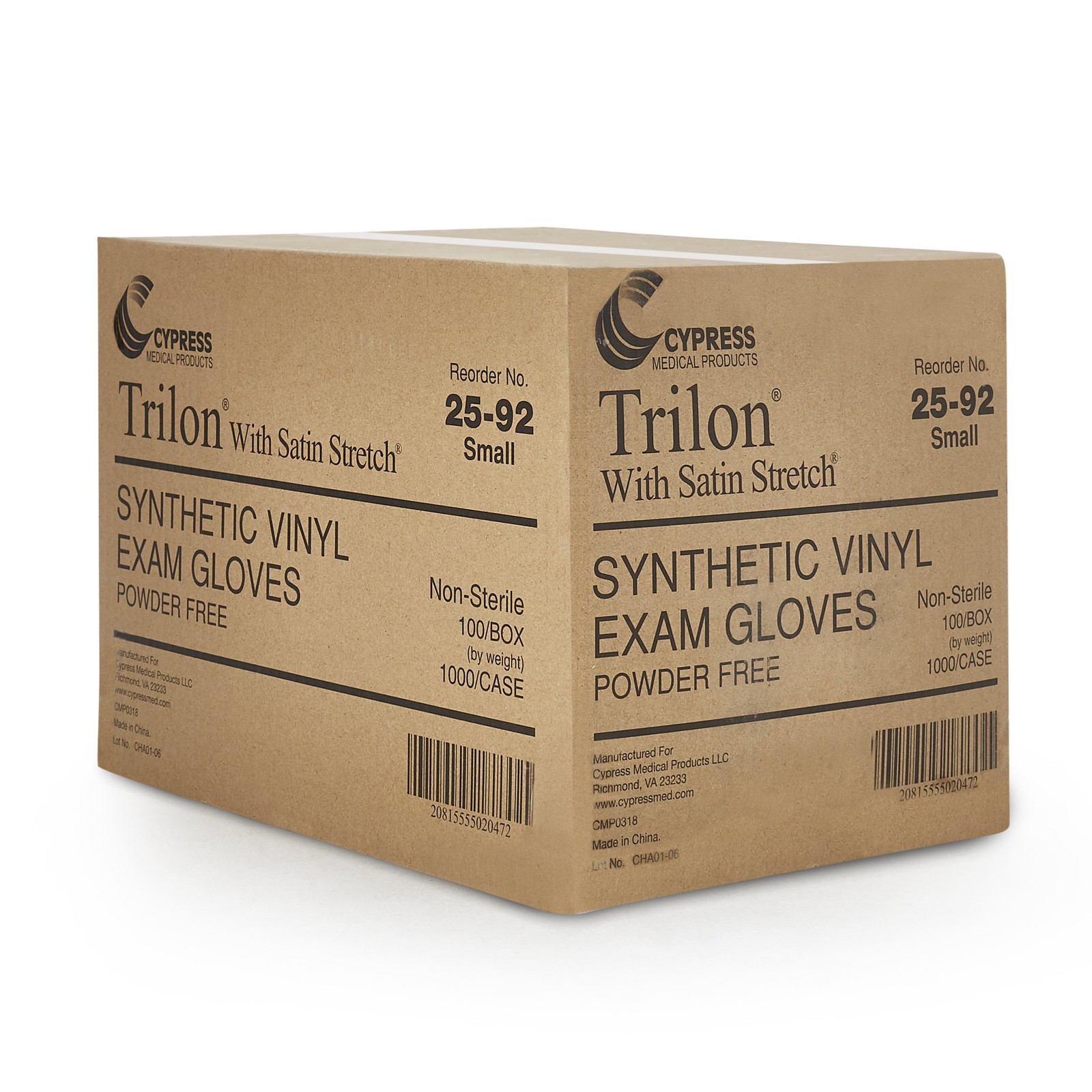 Trilon® Vinyl Exam Glove, Small, Clear-Case of 1000