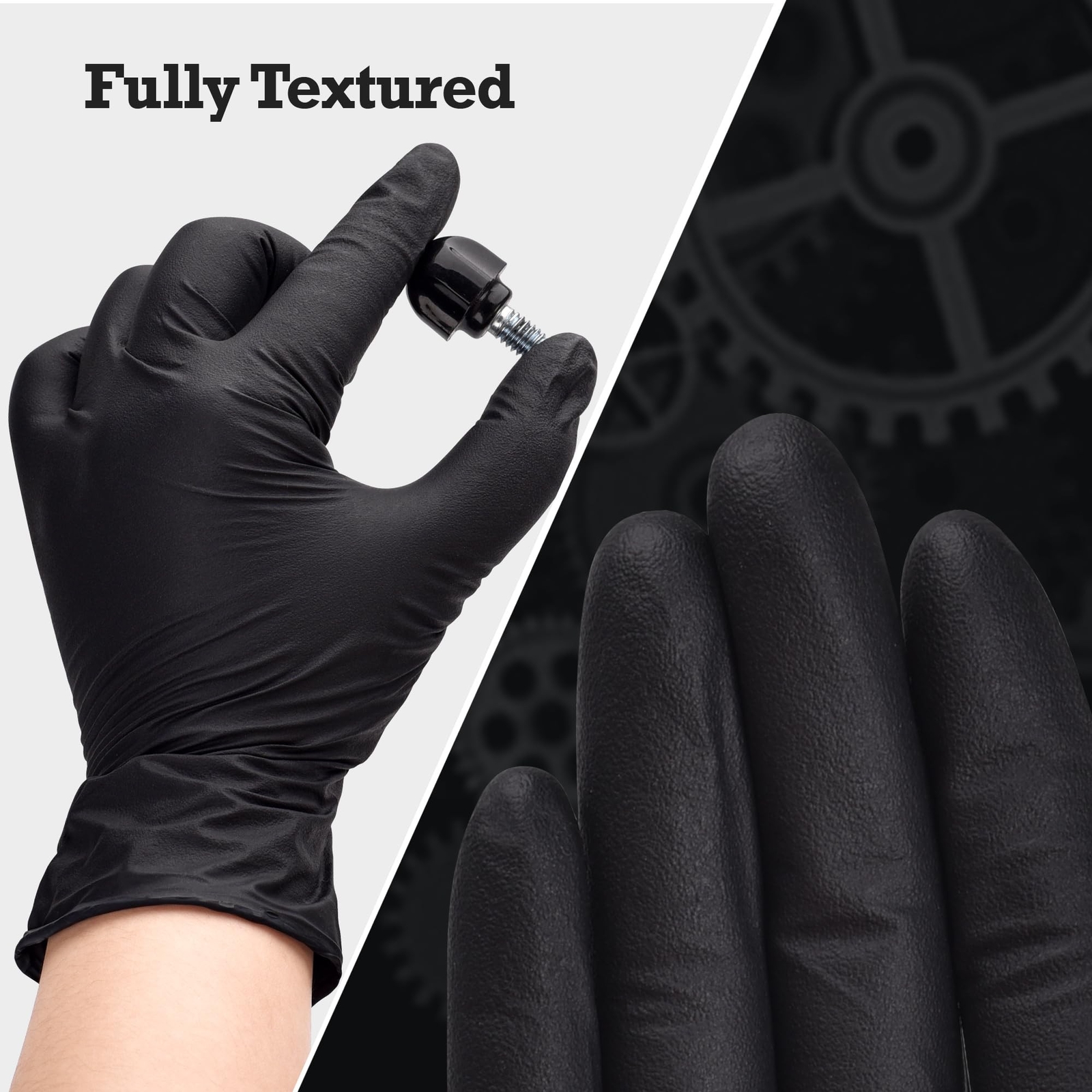 TitanFlex Heavy-Duty Black Disposable Nitrile Gloves, Box of 100, 6-mil, Full…