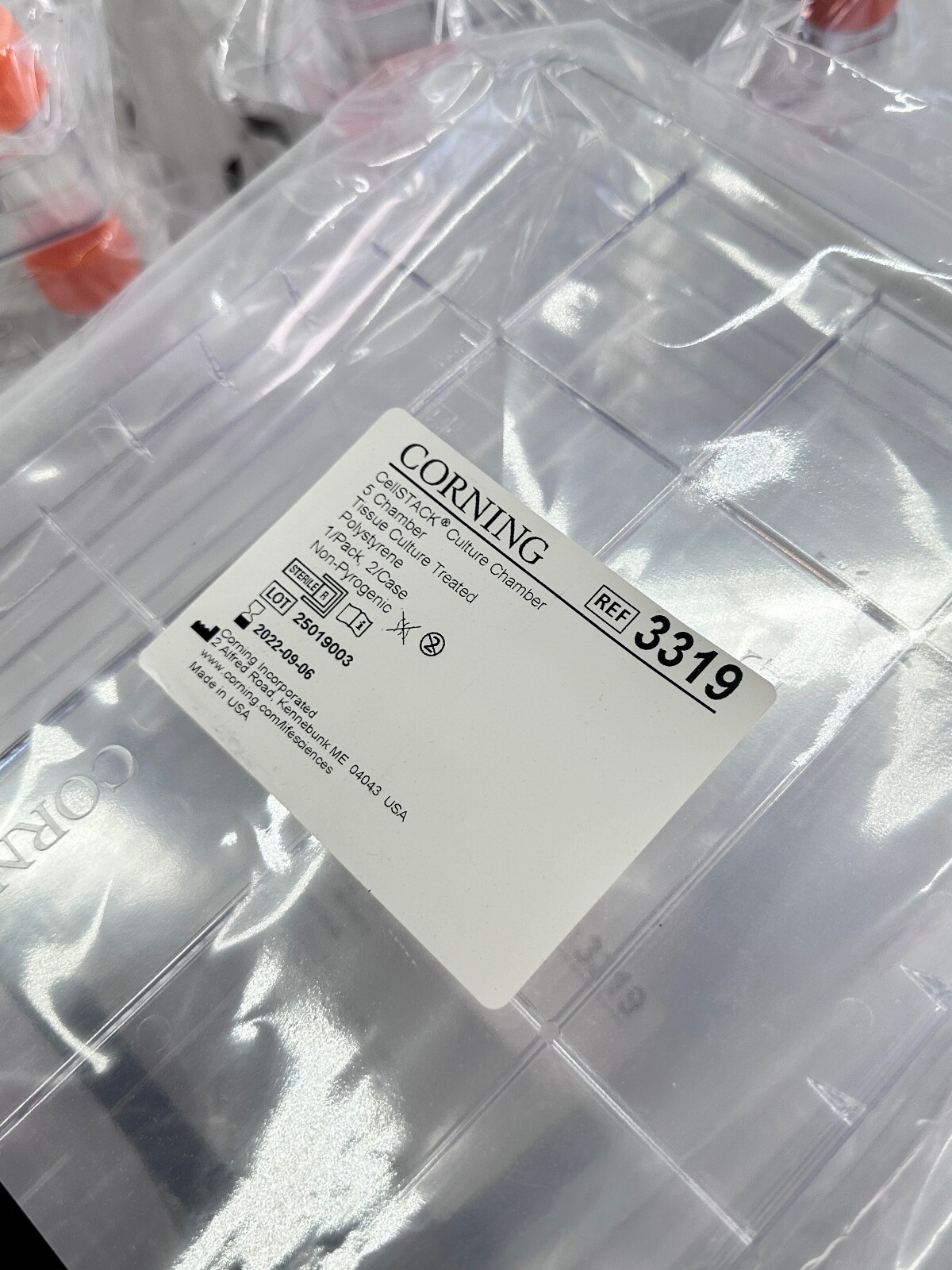 CORNING Polystyrene 2-Chamber TC-Treated CellSTACK W Vent Caps 7x 3269 2x 3319
