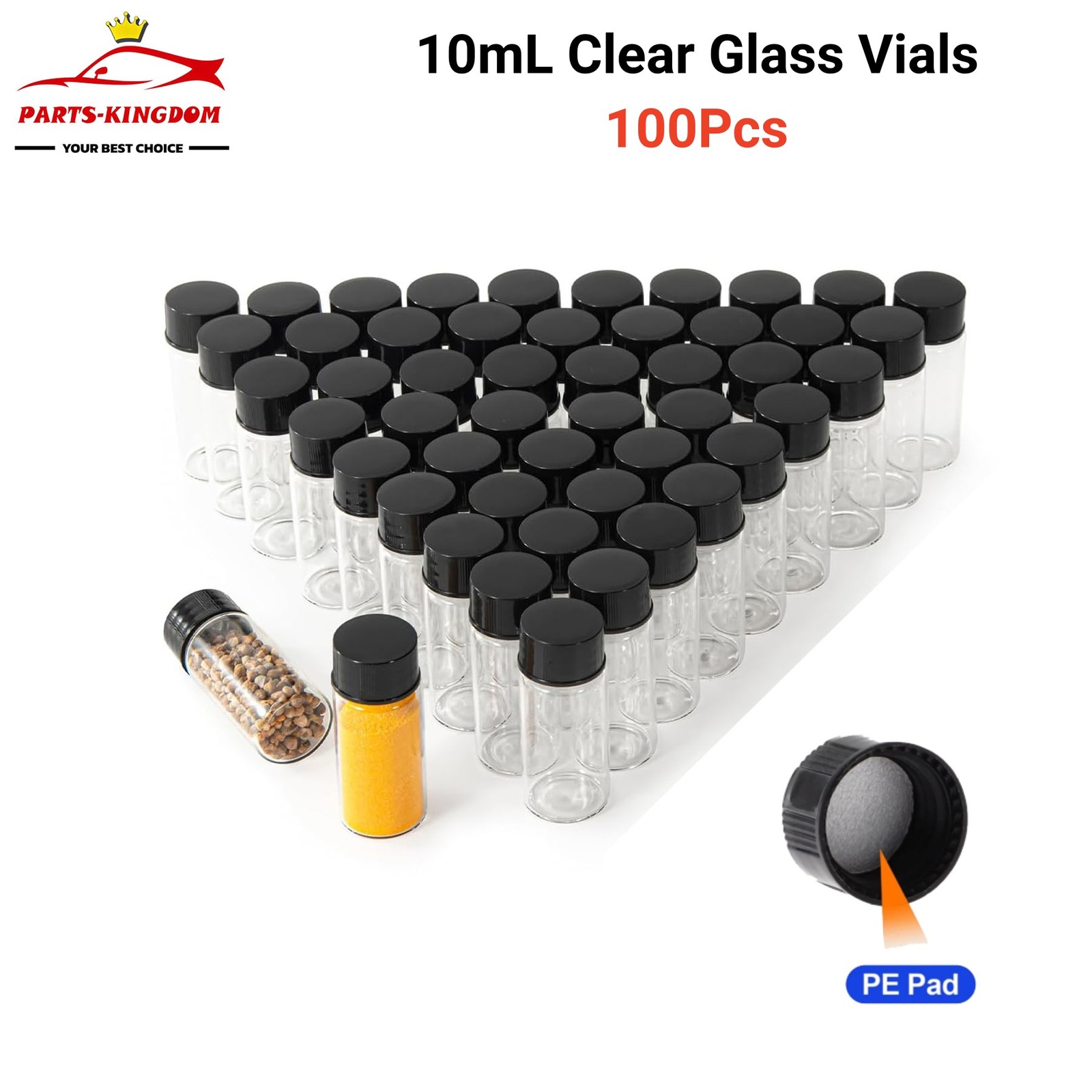 10ml Clear Glass Vials 100pcs Sample Vials with Screw Caps Small Liquid Bottles
