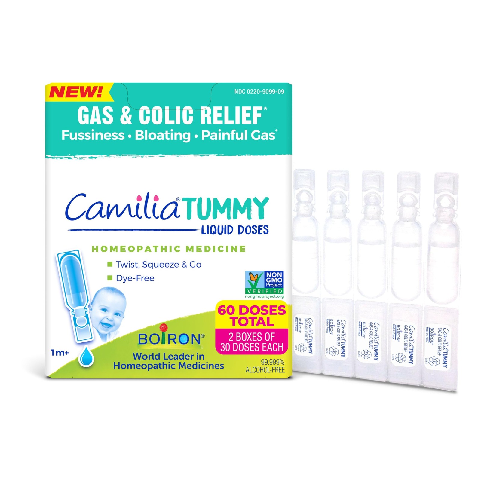 Boiron Camilia Tummy for Colic, Painful Gas, Bloating, & Fussiness- Clear