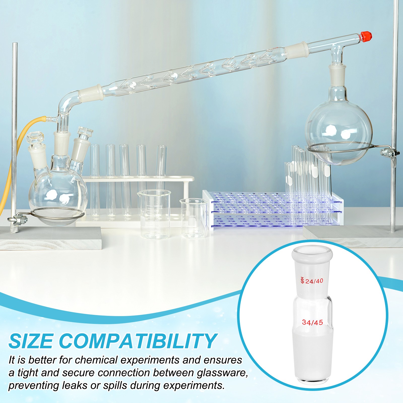 Glass Reducing Connecting Adapter, 2 Pcs from 24/40 to 34/45, Style 12