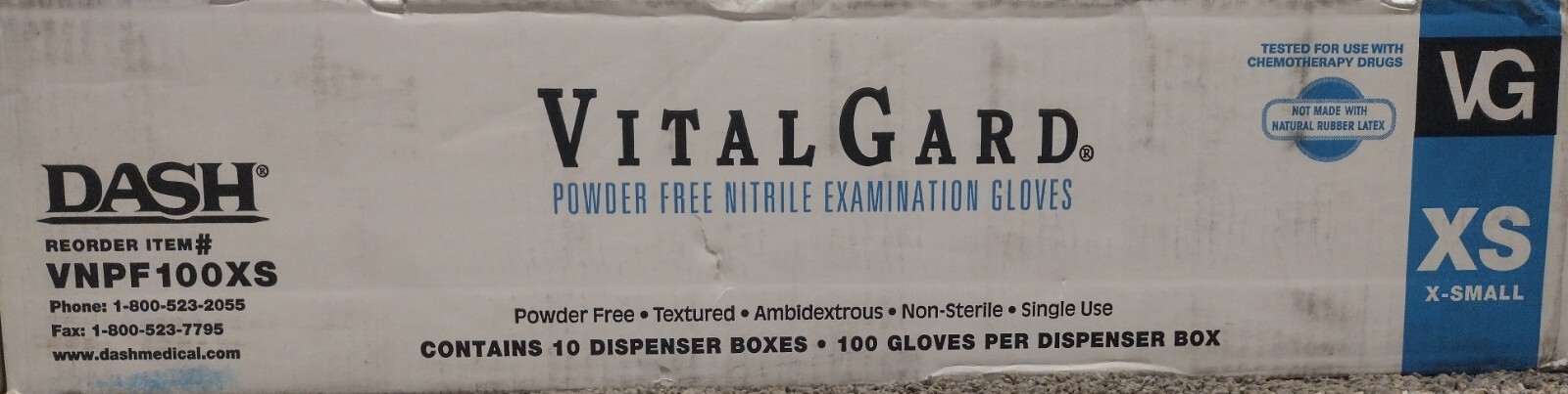 Nitrile Gloves Powder Free Case (10 Boxes) Dash Exam Medical Extra Small XS