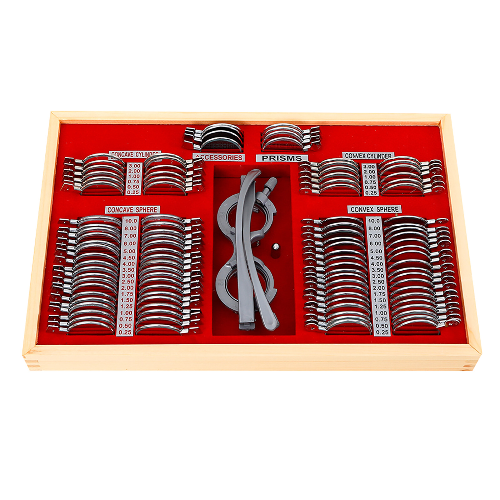 104pcs Optometry Optical Trial Lens Kit Test Metal Trial Frame Set w/Case Box