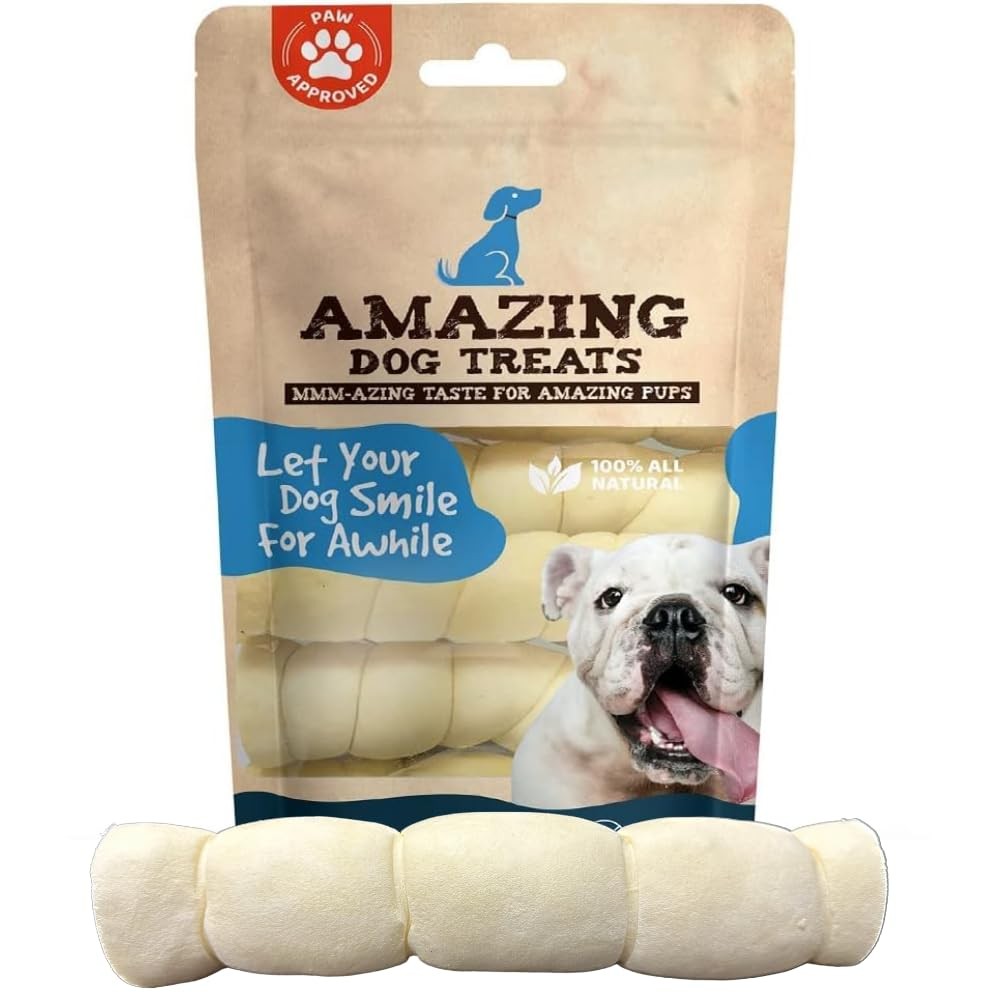 Amazing Dog Treats: 10″ Beef Cheek Rolls (4 Pcs) – Safe Rawhide Alternative for