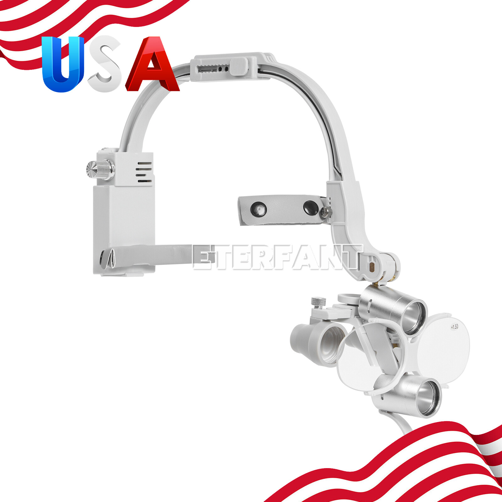 3.5X Dental Surgical Headband Binocular Loupes with 5W LED Head Light 2 Leds UPS