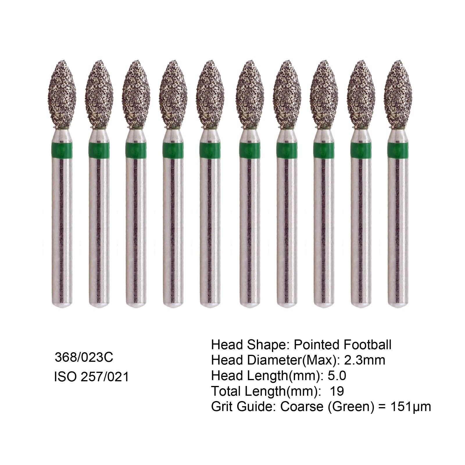 Dental Diamond Football Bur FG 368/023C 379/023 Egg Shape Coarse Fine High Speed