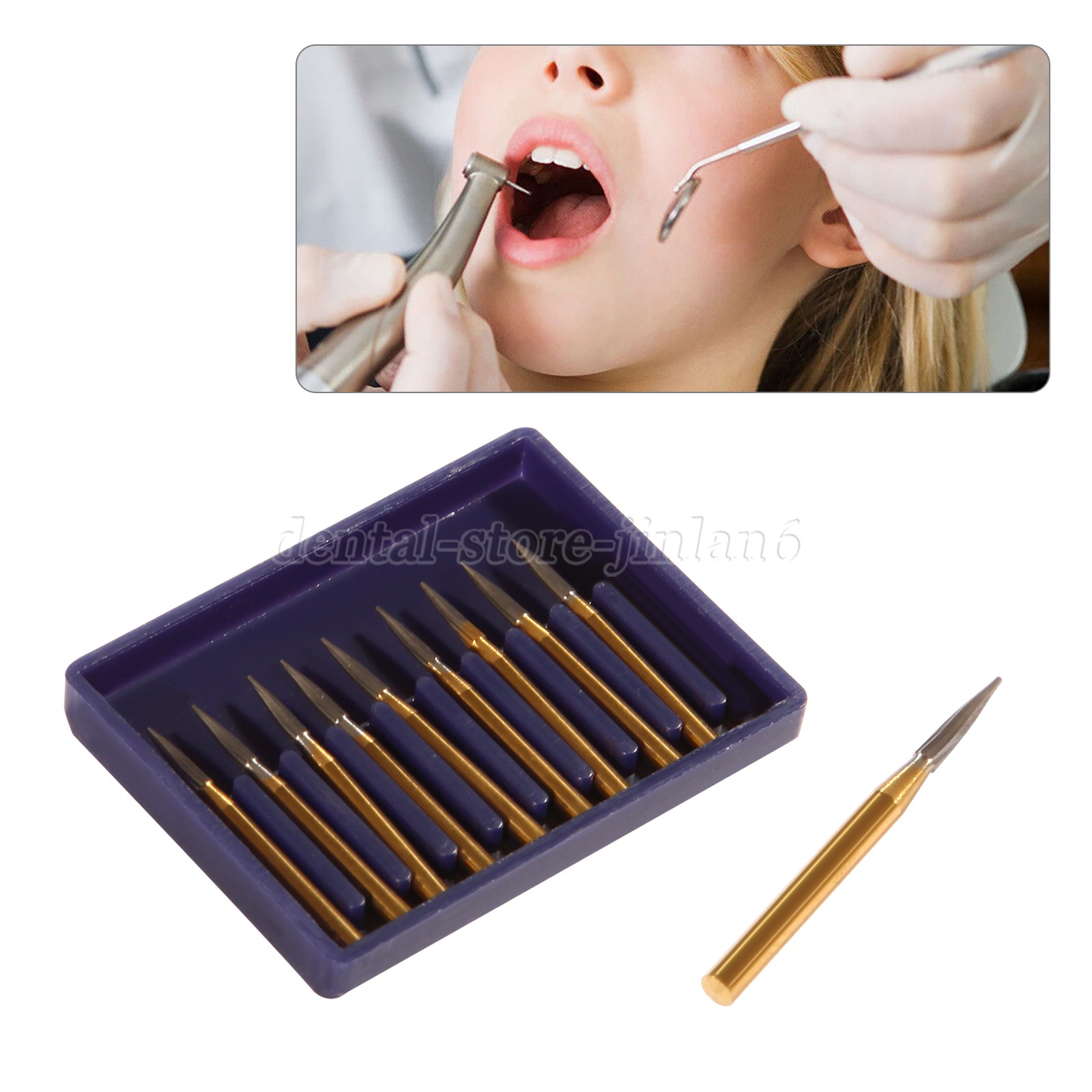 10 pcs Dental Tungsten Steel Carbide Burs FG 7902 for High Speed Handpiece