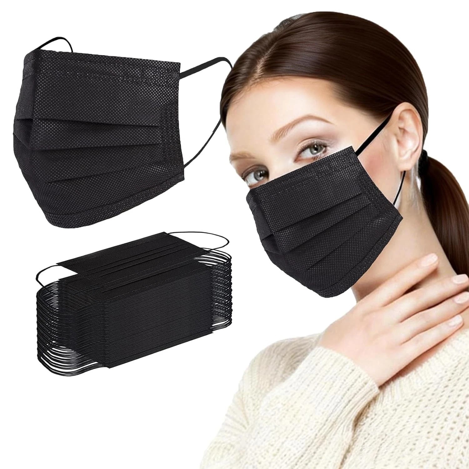 200 PCS Disposable Face Masks – 3-Ply Breathable Protection for Adults & Teens