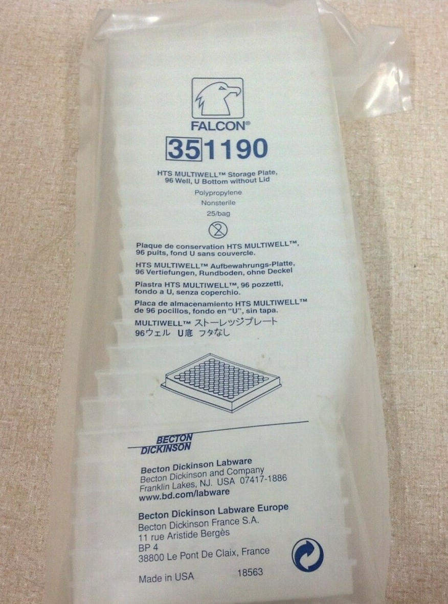 Falcon 351190 HTS MultiWell Storage Plate 96 Well 25/bag SEALED