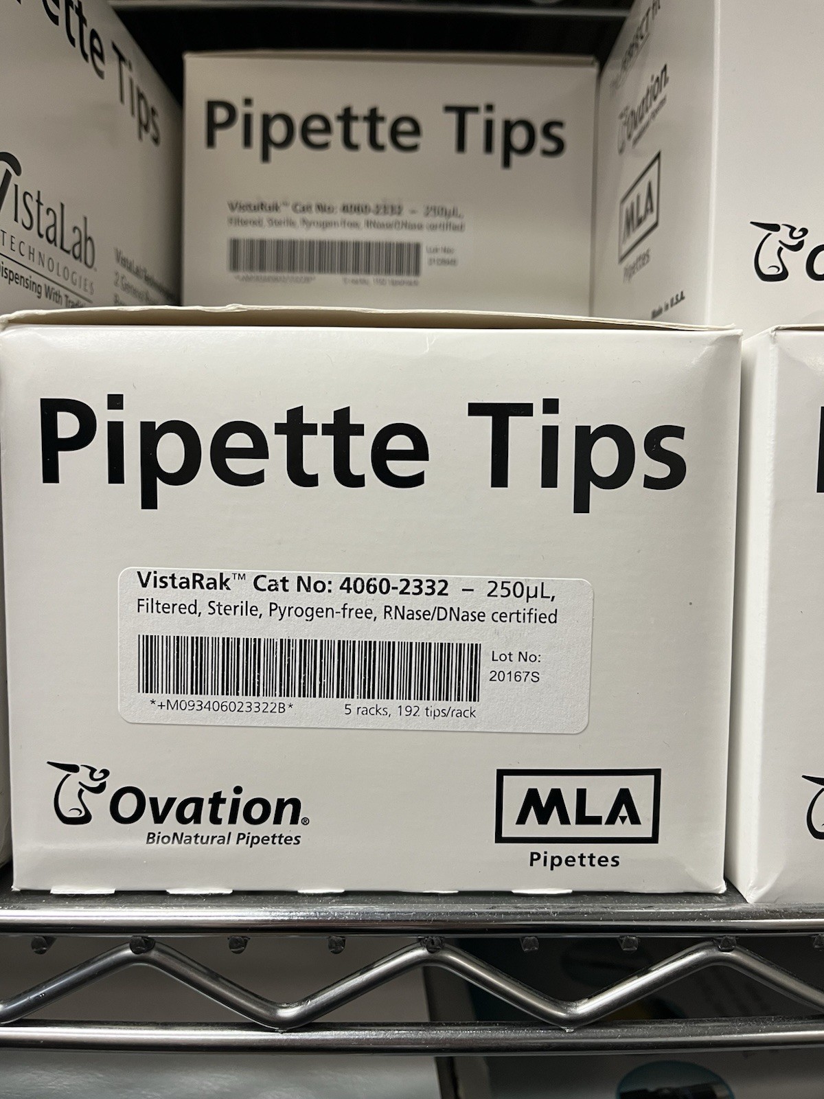 VISTALAB VistaRak Pipette Tips Filtered Sterile 1250ul; 250ul; 25ul X2; 2ul
