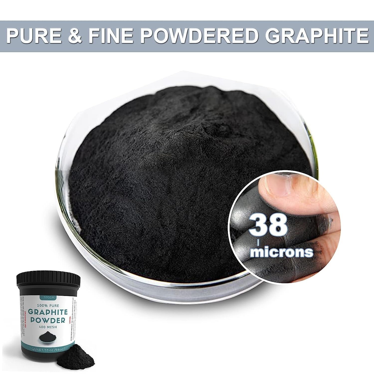 1 Quart Microfine Pure Graphite Powder, Excellent Dry Powdered Graphite Lubrican