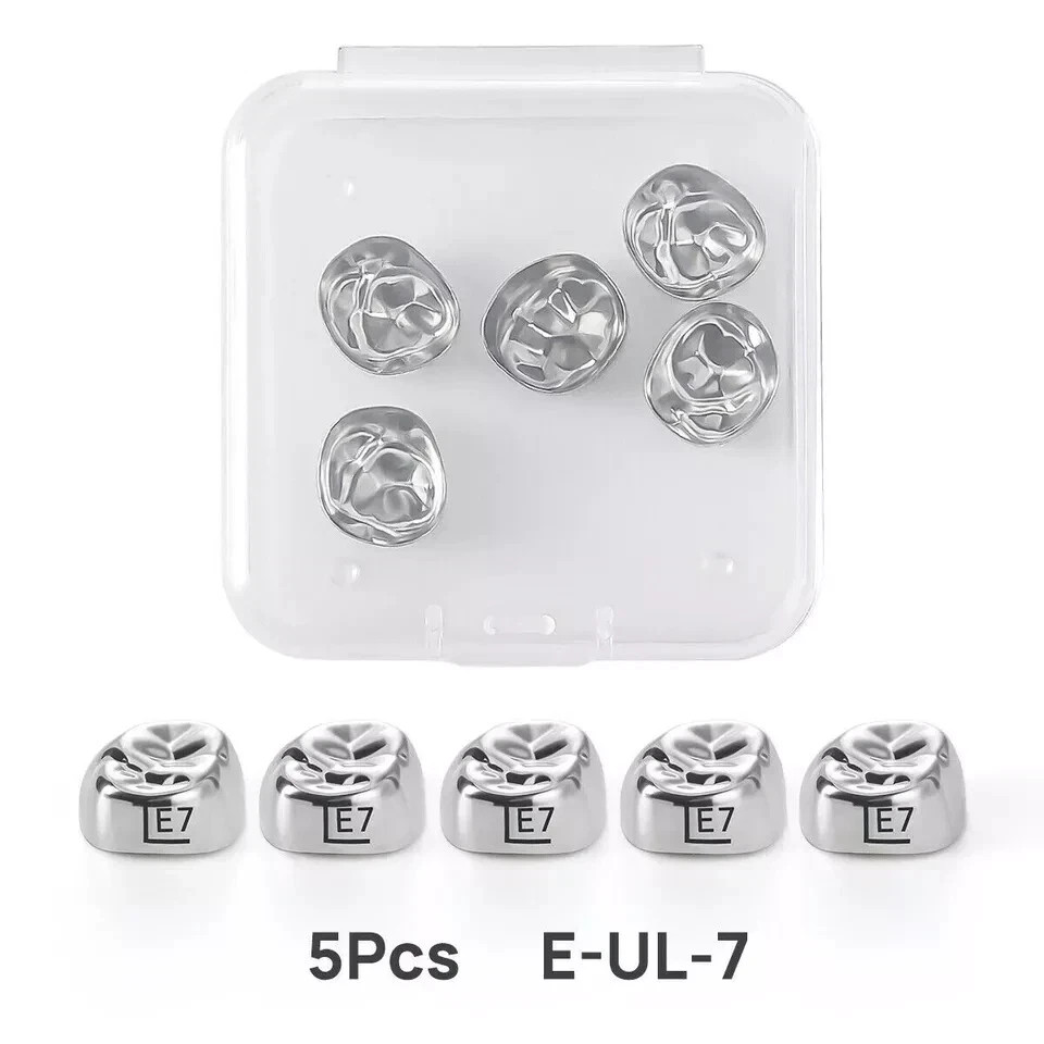5 Pcs/Pack Dental Stainless Steel Upper/Lower Preformed Temporary Molar Crowns