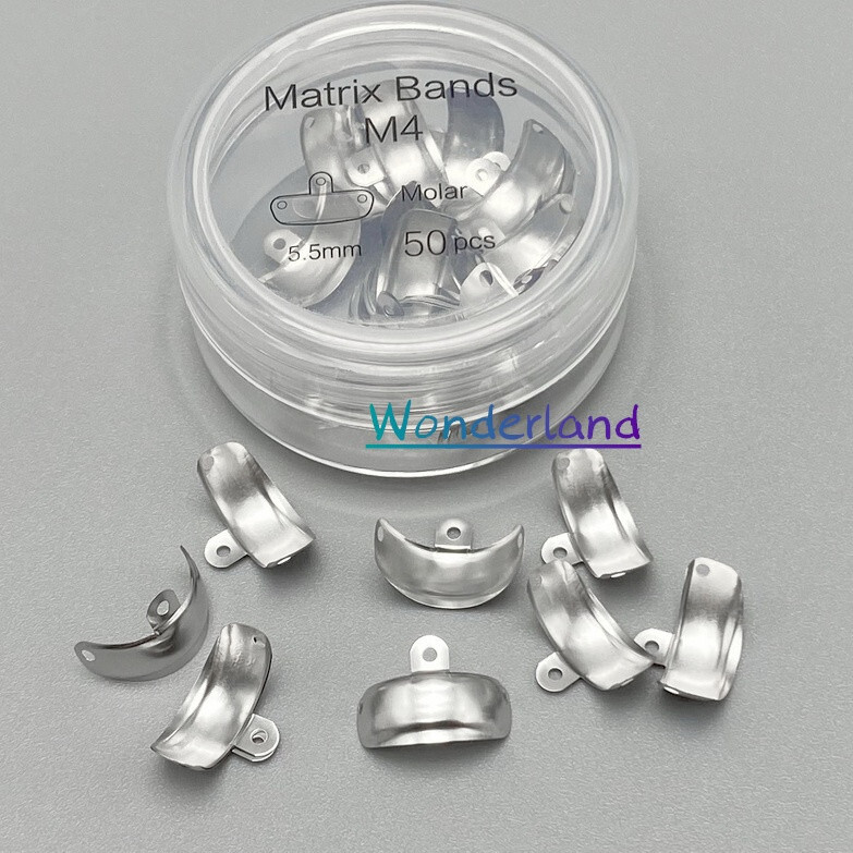 50Pcs/Box Dental Matrix Bands M4 Sectional Matrix SystemContoured Metal Matrices