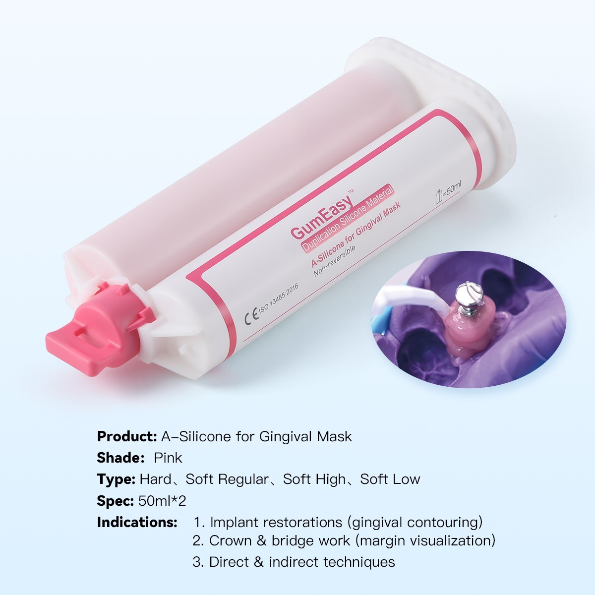Dental Automix Flexible A-Silicone-Based for Gingival Mask Duplication Silicone