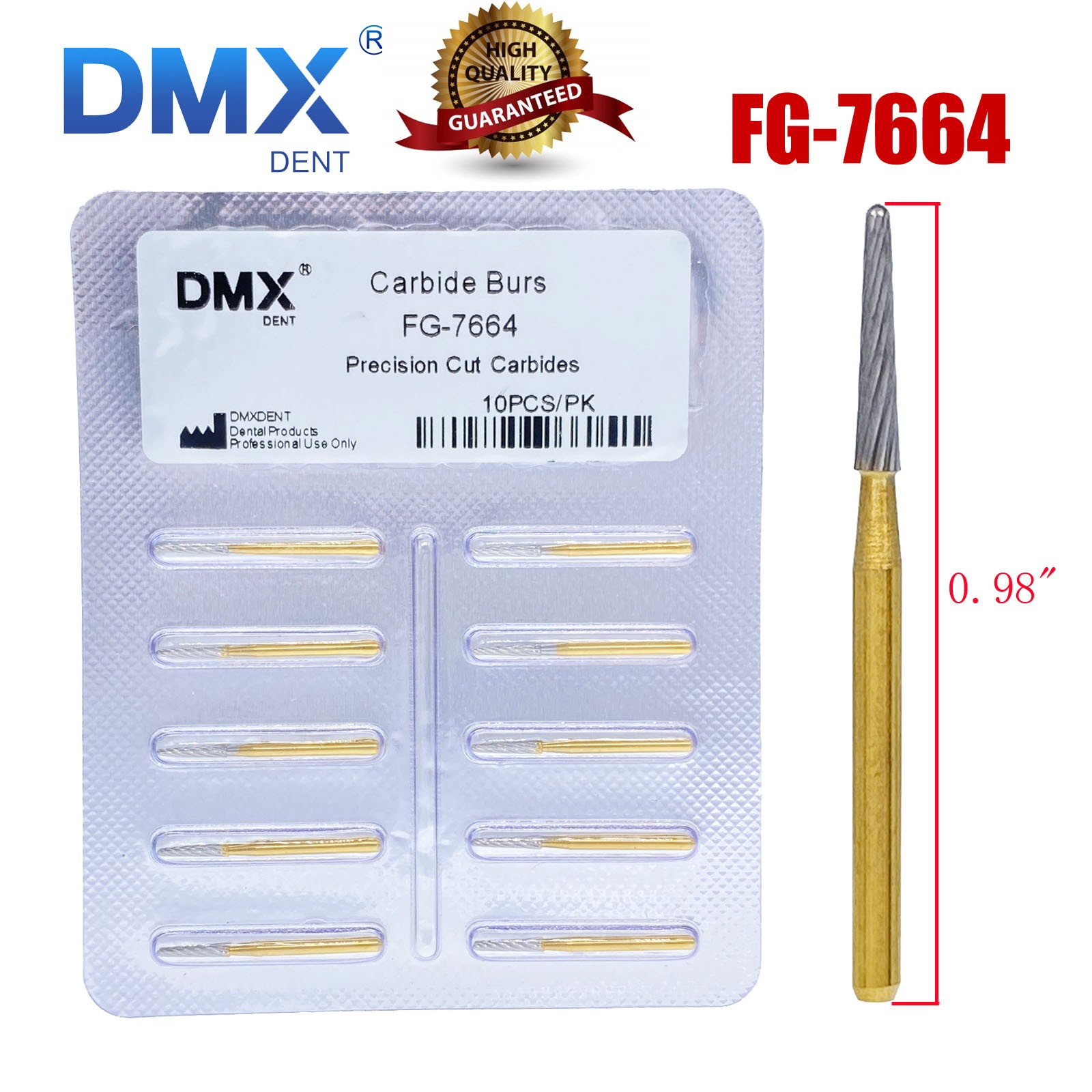10 Pc Dental Surgical Carbide Burs FG Multi Sheets Gold Titanium FG-7664 DMXDENT