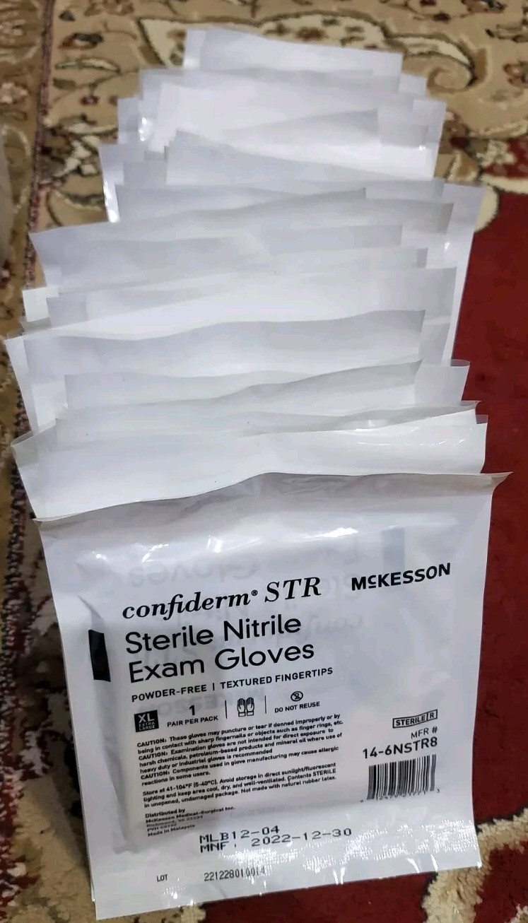 Mckesson confiderm Nitrile STERILE Chemo Powder-Free Exam Glove Size XL 47 Pair