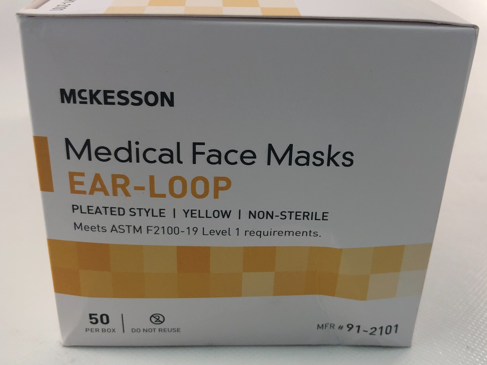 McKesson Procedure Mask Pleated 50 per Box 91-2101 Yellow