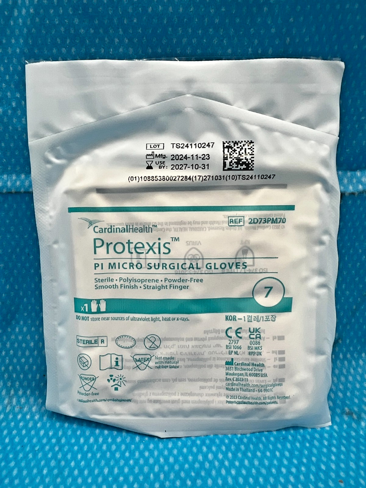 *50-Pairs* Cardinal Health Protexis PI Micro Surgical Size-7 Gloves 2D73PM70