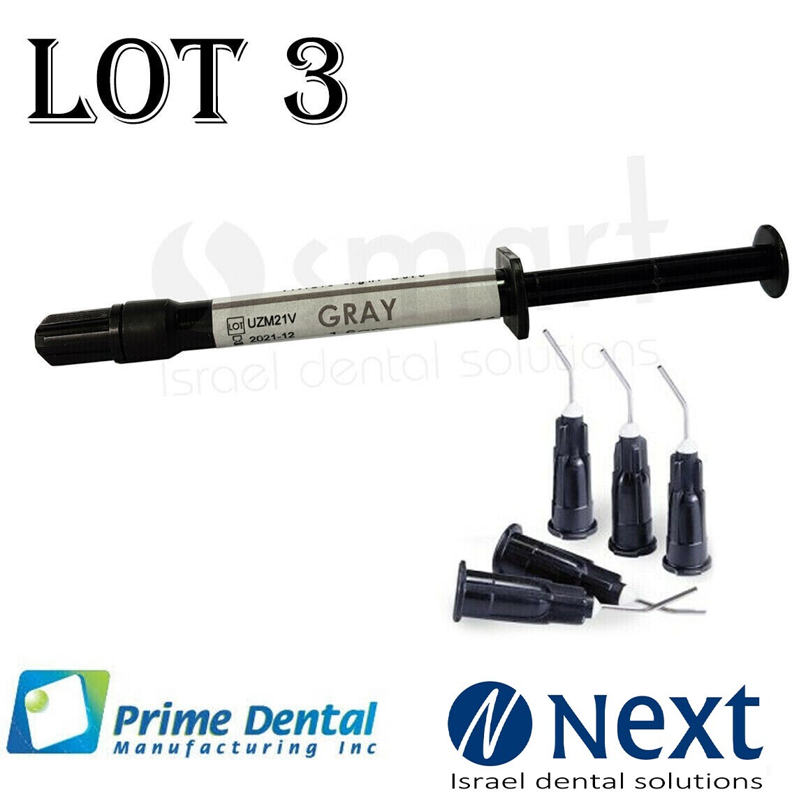 LOTx3 Dental Parafil composite visible flow light cure stain syringes 1.6 g Gray