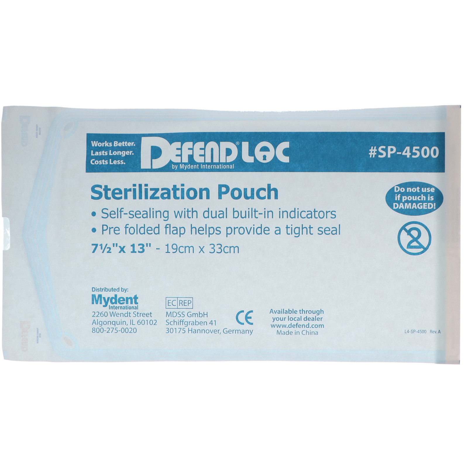 Mydent SP4500 Defend Plus Self Sealing Sterilization Pouches 7.5″ X 13″ 200/Box