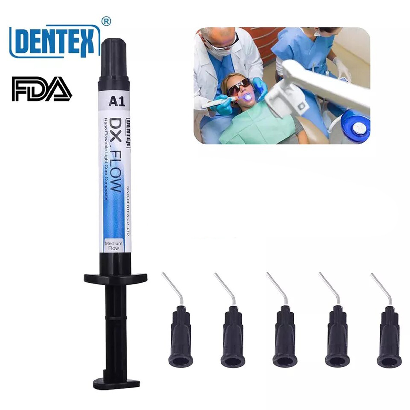 DX.FLOW DENTEX Flowable Medium Flow Light Cure Composite Resin A1, A2, A3