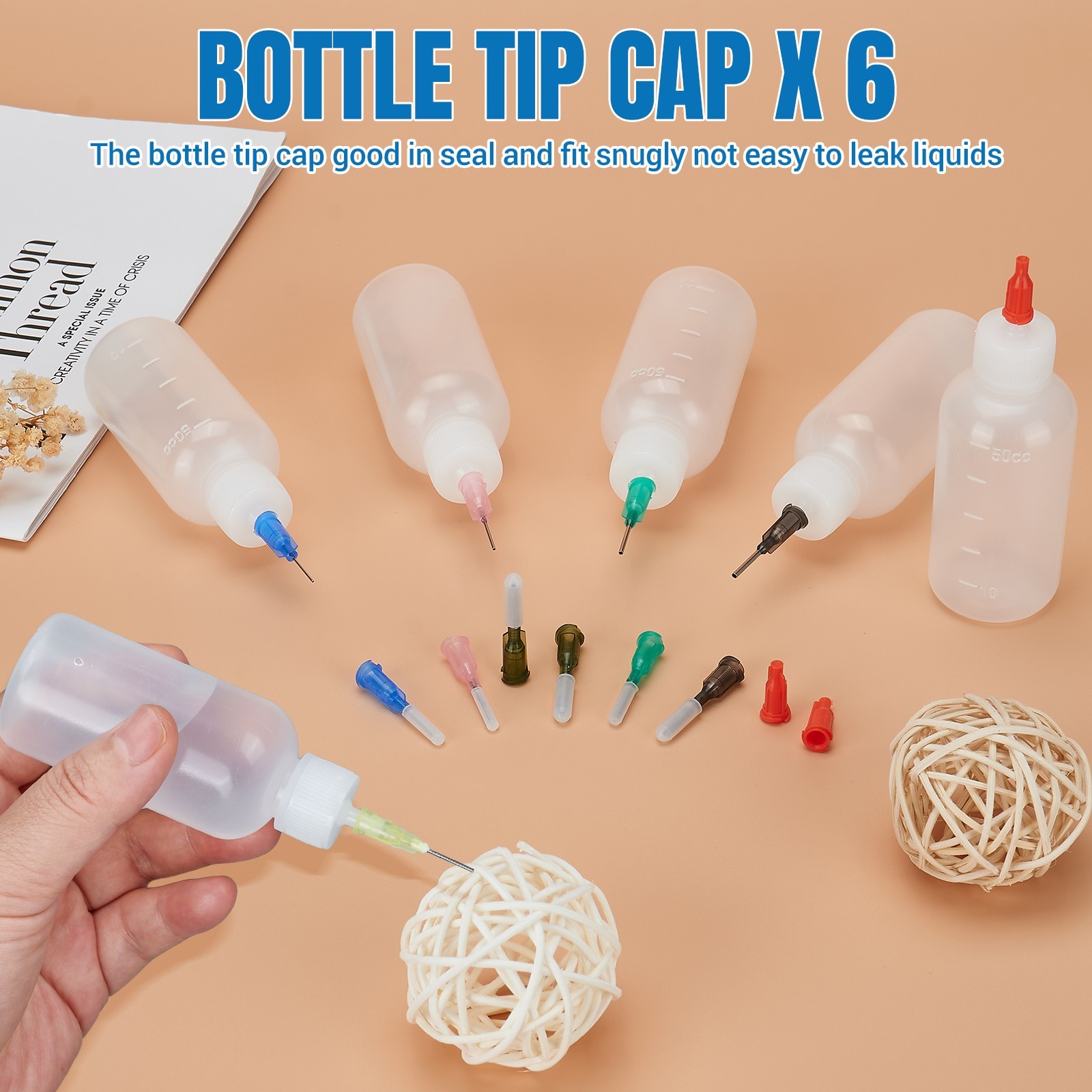 6 Pack Needle Tip Squeeze Bottle 50mL,Precision Gun Oil Bottle, Needle Oiler &