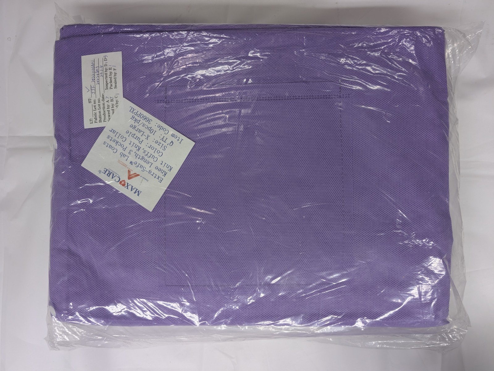 ValuMax Extra-Safe Disposable Lab Coat Purple XL 10/Pk Knee Length 3660PPXL