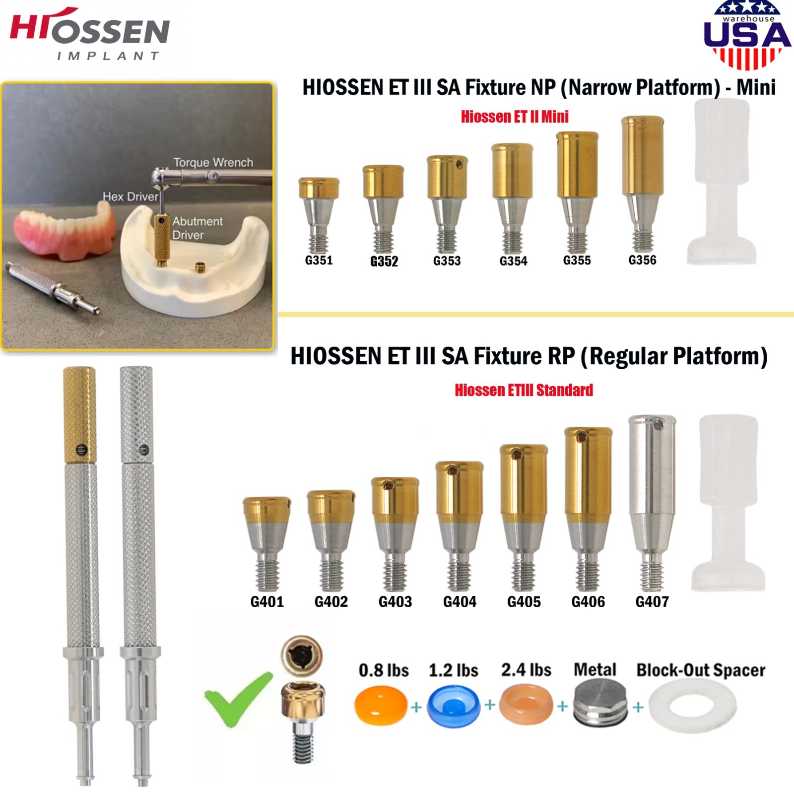 US Locator Tapered System Abutment/Caps for Hiossen Zimmer Nobel Overdenture