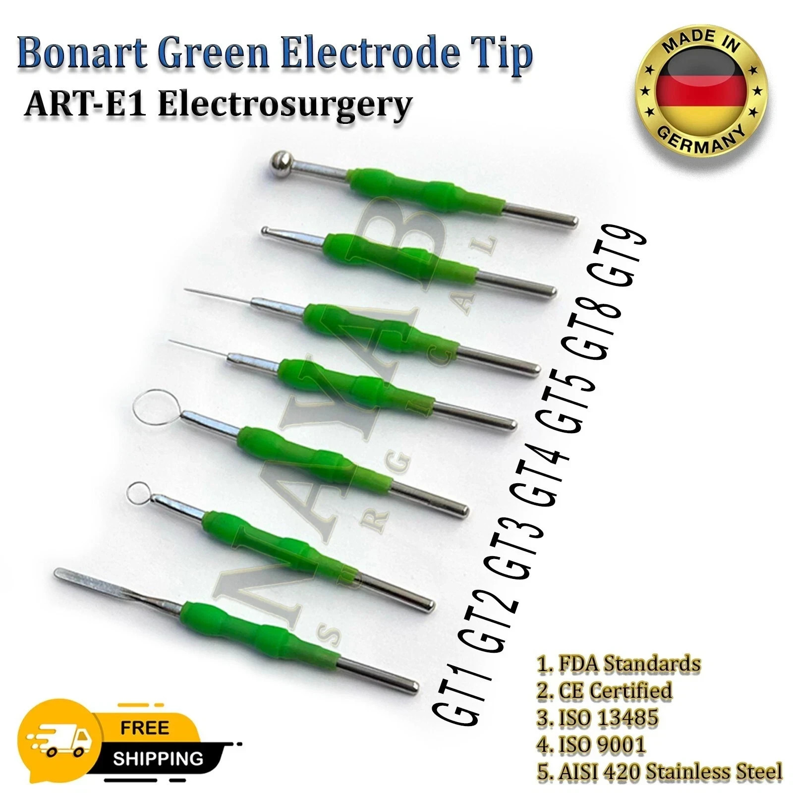 Bonart Green Electrode Tip ART-E1 Electrosurgery GT1 GT2 GT3 GT4 GT5 GT8 GT9 CE