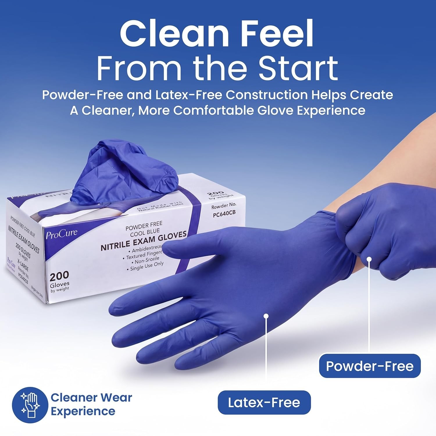 200 Count] Disposable Nitrile Gloves – Latex Free, Powder Free Medical Exam G…