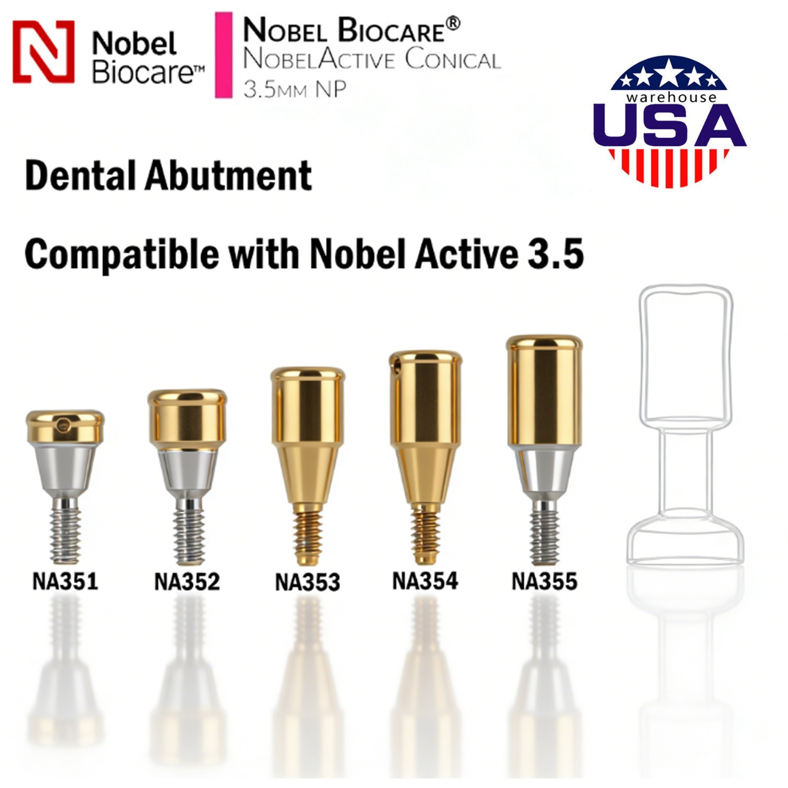 US Fit Nobel Active Locator Attachment Tapered Abutment NP/RP Conical Connection