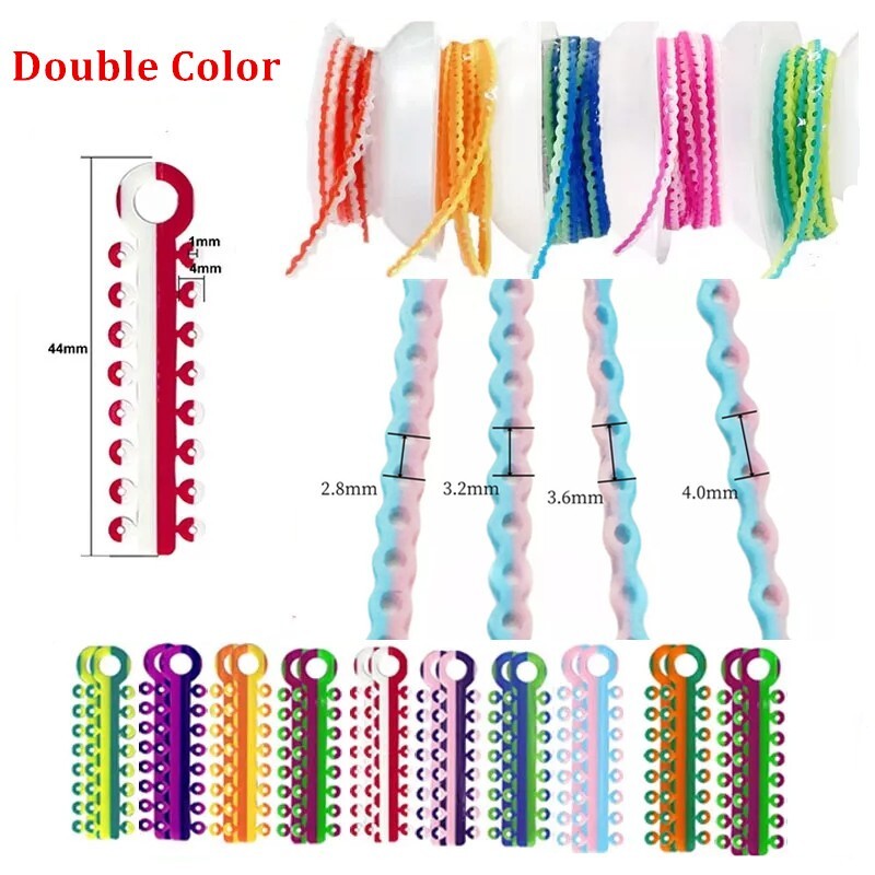 Dental Orthodontic Power Chain/Elastics Rubber Bands Ligature Tie Double Color