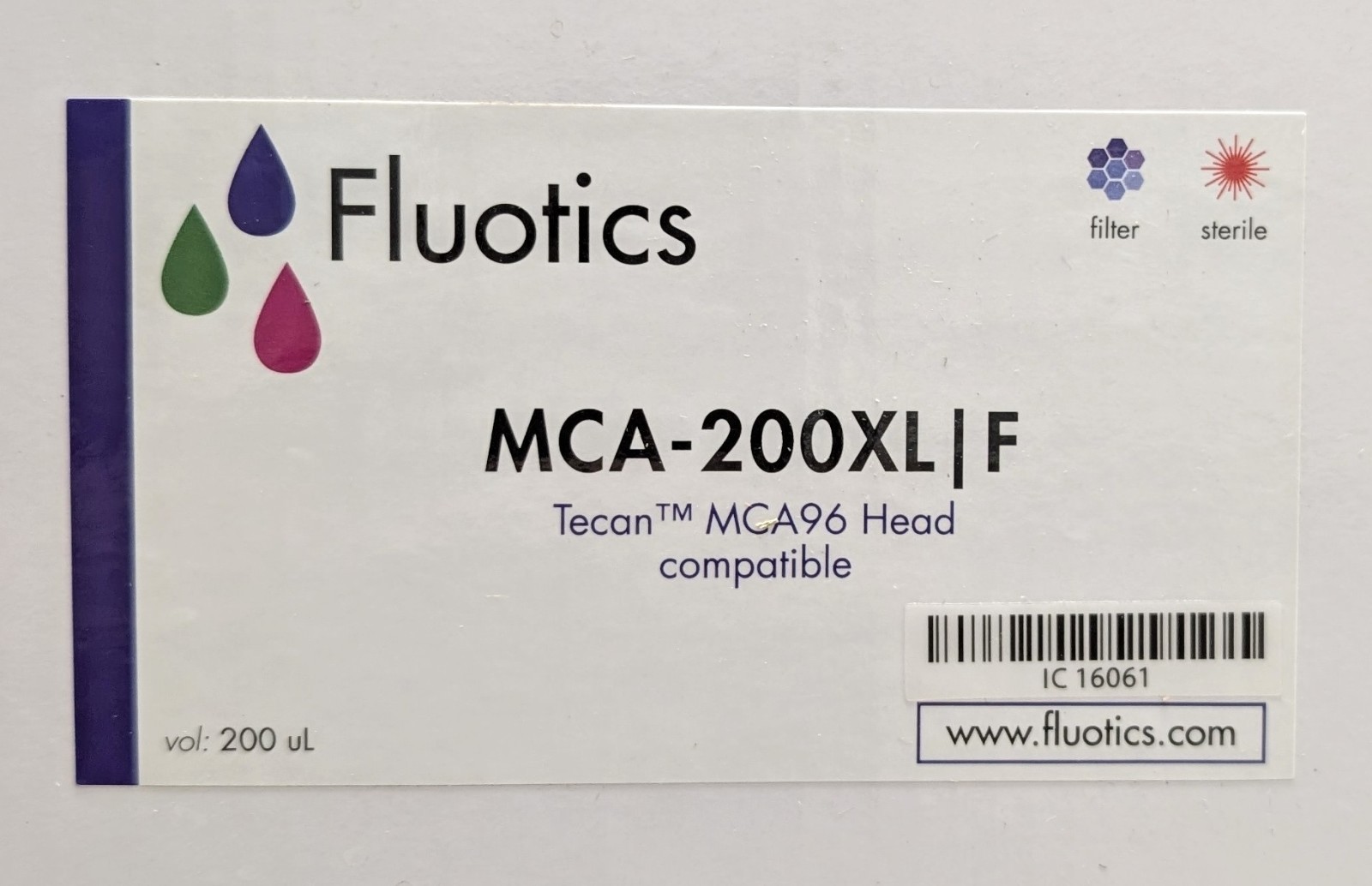 Case of 4800 pipette tips 200uL Tecan Fluent and Freedom EVO MCA96 by Fluotics