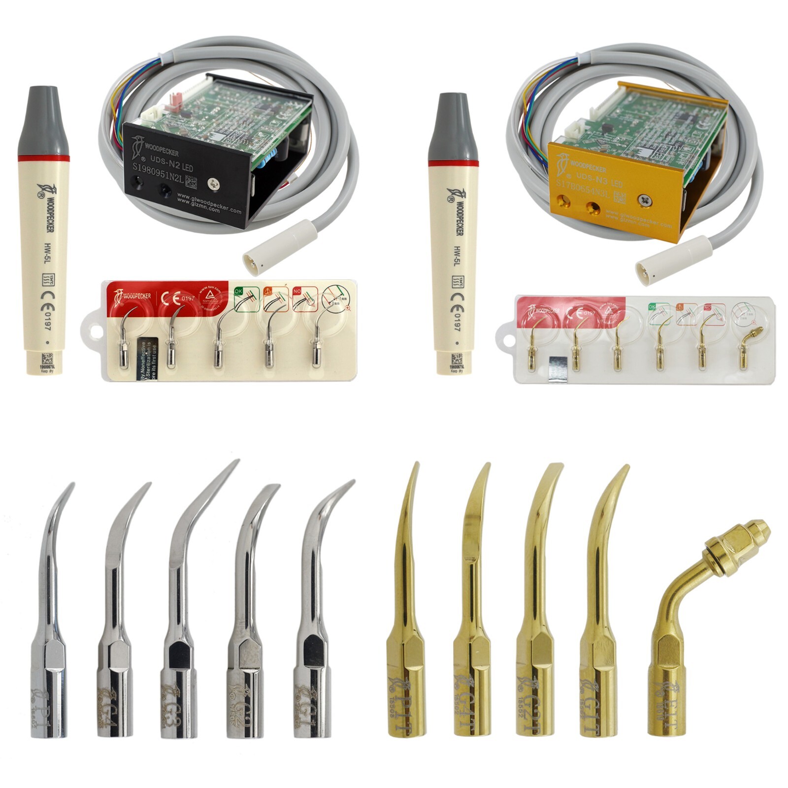 Dental Woodpecker Ultrasonic Scaler Piezo LED Handpiece HW-5L EMS Tips G1 P1
