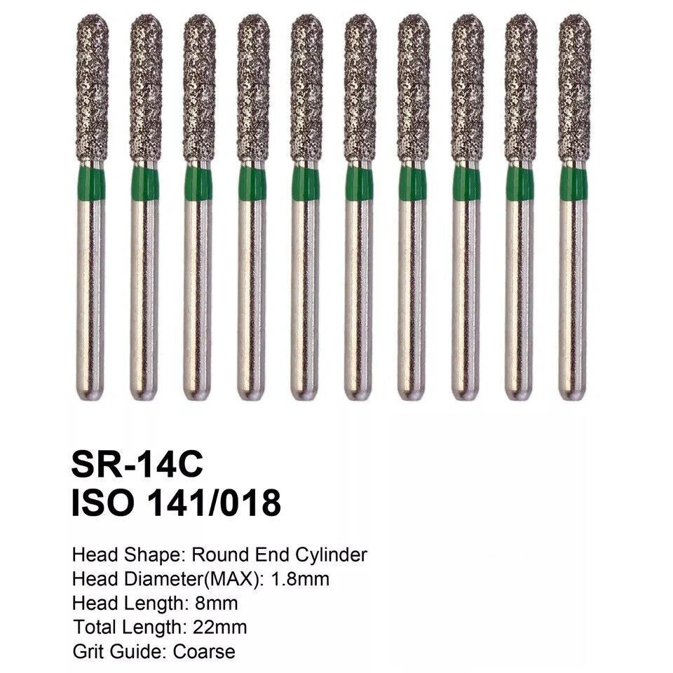 Dental Round Diamond Bur FG End Cylinder Burrs SR-13C SR-11SC SR-14C 881/014SC