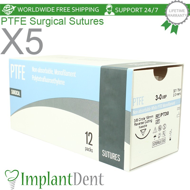 5X Non-Absorbable & Monofilament PTFE White Dental Lab Thread 75cm 12pcs/Box
