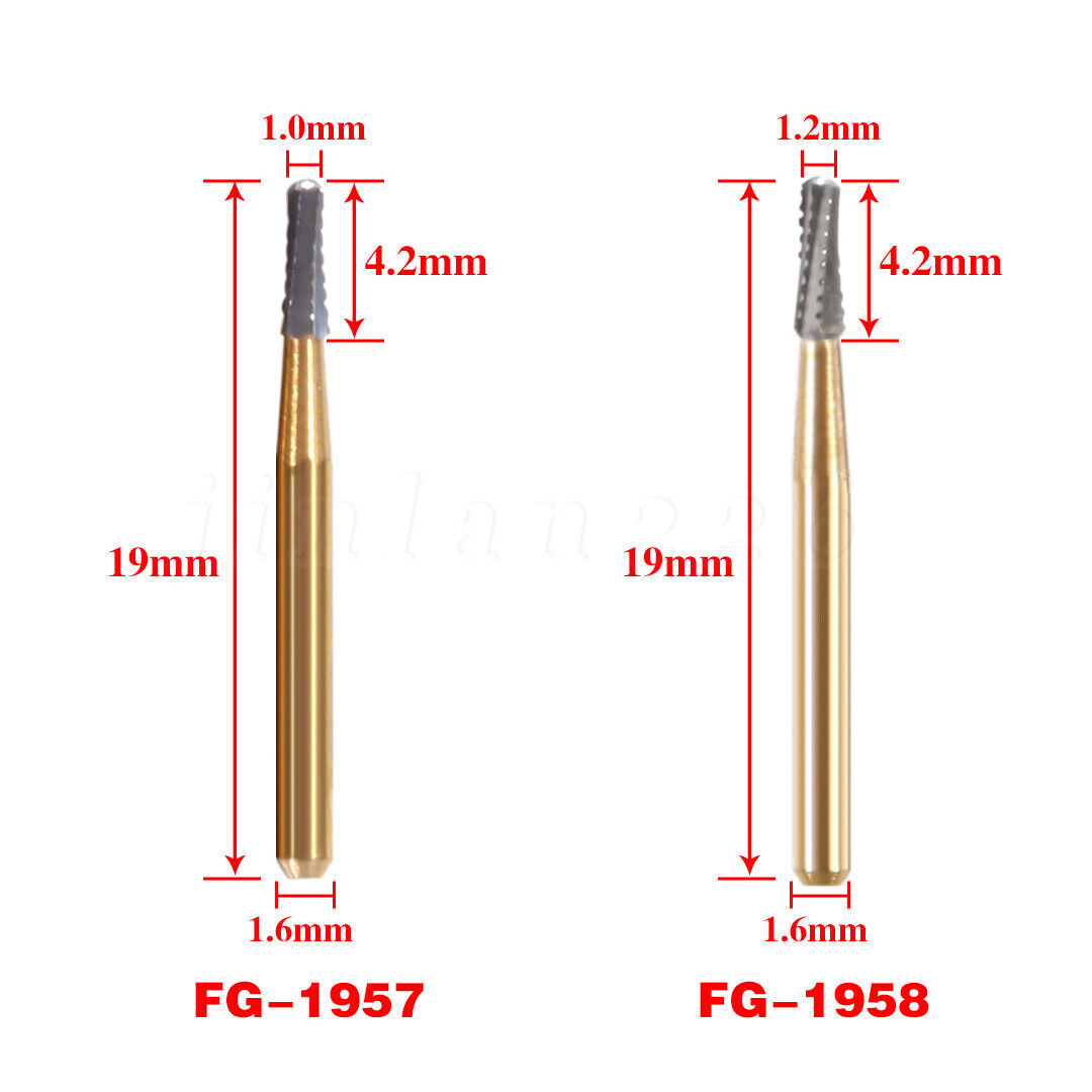 Dental Operative Carbides FG Burs 1957 1958 Straight Fissure Dome Metal Cutting