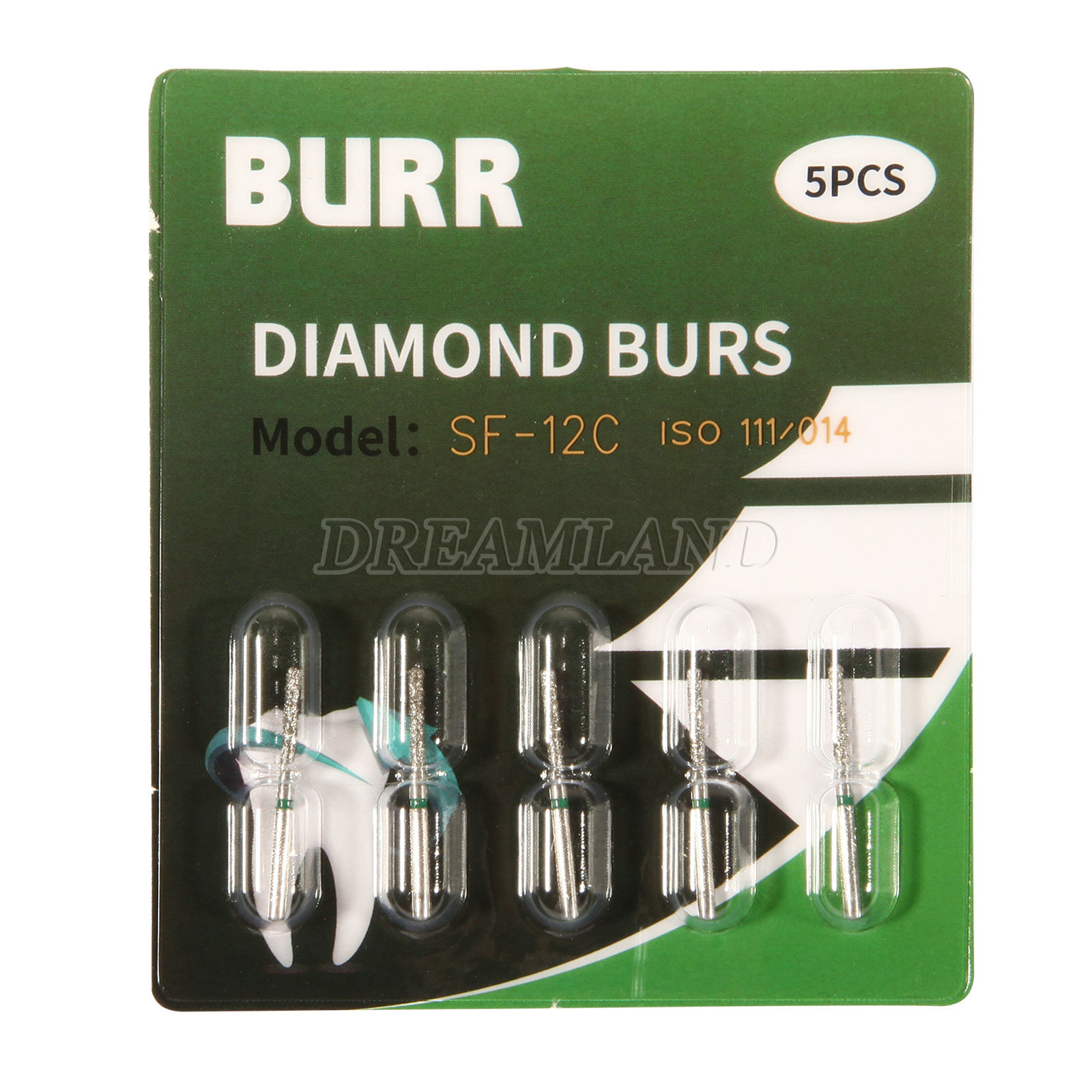 100 PCS SF-12C 837-014C Flat End Cylinder Green Coarse FG Dental Diamond Burs