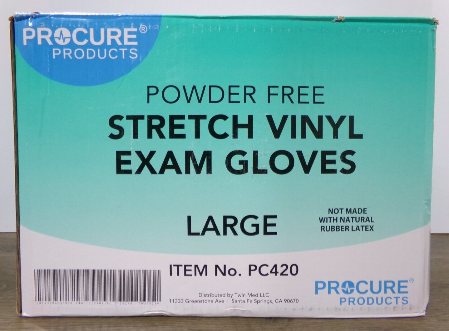 Case of 1000 ProCure Stretch Vinyl Exam Gloves, Powder Free, Large, New S3