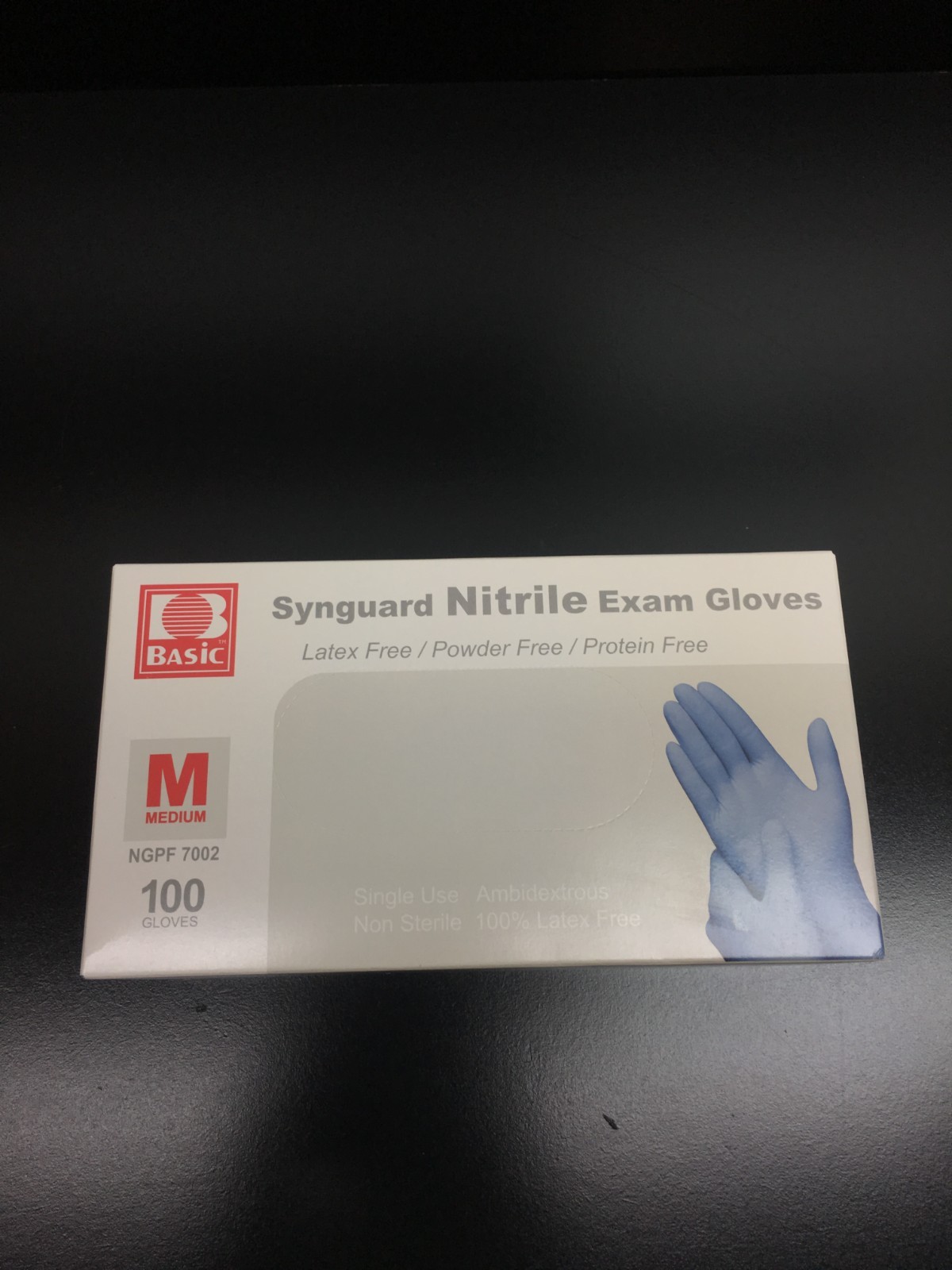 Basic Synguard Cat No NGPF 7002 Nitrile Examination Gloves Size M Lot 7 PKS