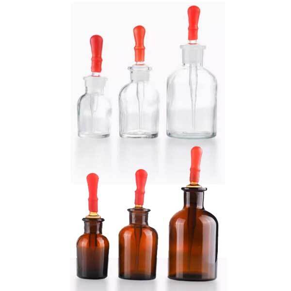 30ml – 125ml Transparent Reagent Bottle w/ Dropper Chemistry Dropping Bottles