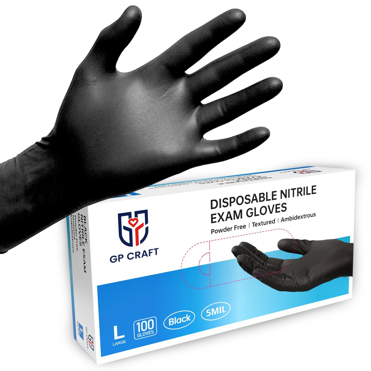5 Mil Nitrile Gloves Black – Latex– — Disposable – Food Safe – for Cleaning…