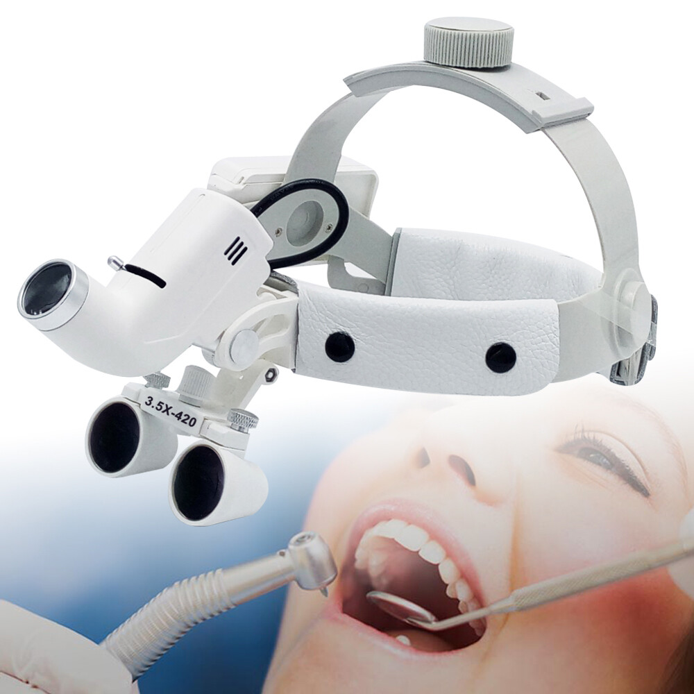 3.5X Dental Surgical Binocular Loupes Medical Headband Magnifier LED Headlight