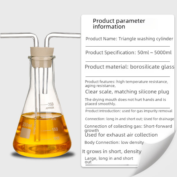 Triangle Gas Washing Bottle 100ml-2000ml Erlenmeyer Flask Lab Supply Glassware