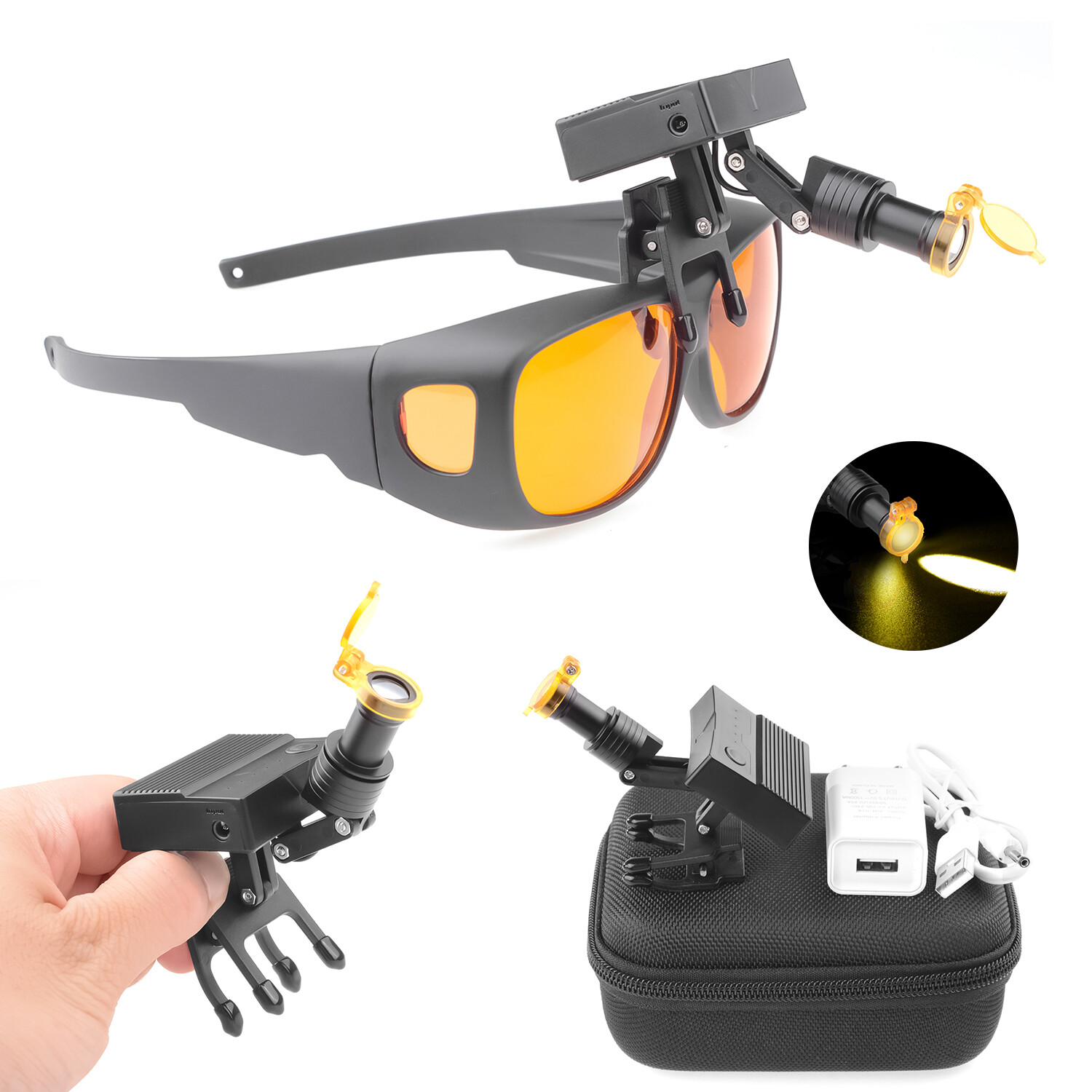 Dental 5W LED Wireless Headlight with Optical Filter for Loupe Magnifier HYG-TD1