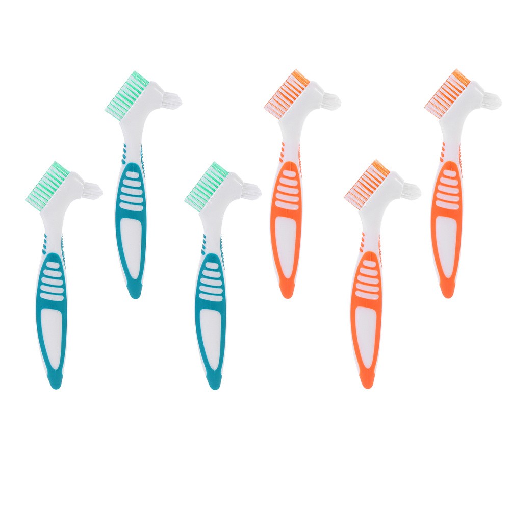 6pcs Denture Cleaning Brushes Dual Head Toothbrush For False Teeth Care
